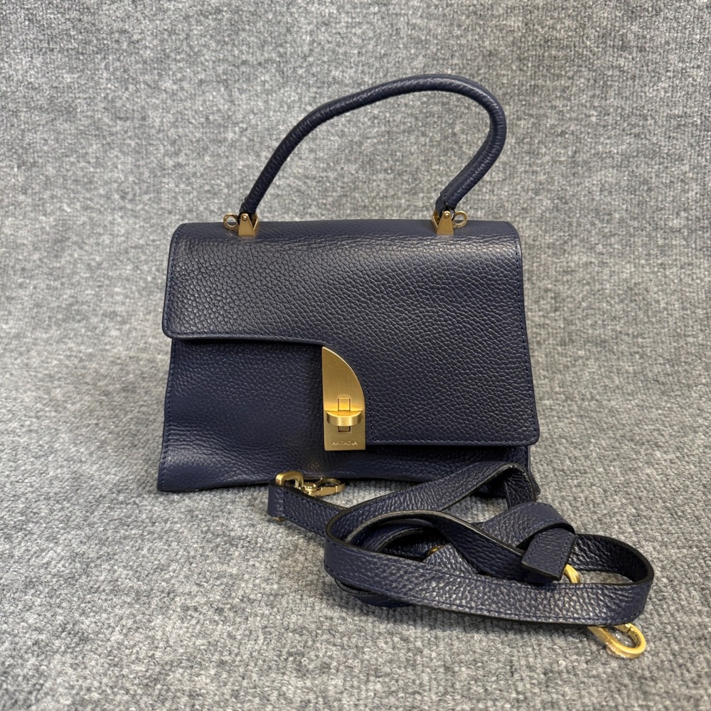 Arcadia Leather Arco Satchel Crossbody Strap Blue Leather Detachable Strap